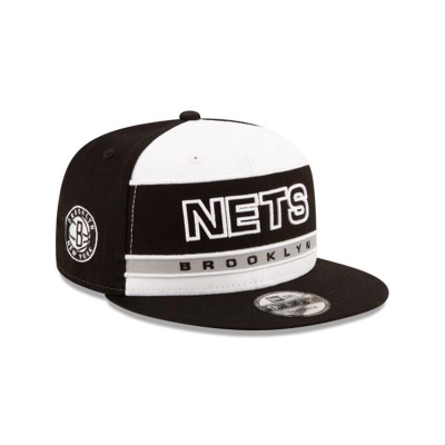 Black Brooklyn Nets Hat - New Era NBA Stripe 9FIFTY Snapback Caps USA0853149